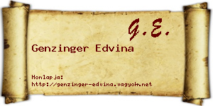 Genzinger Edvina névjegykártya